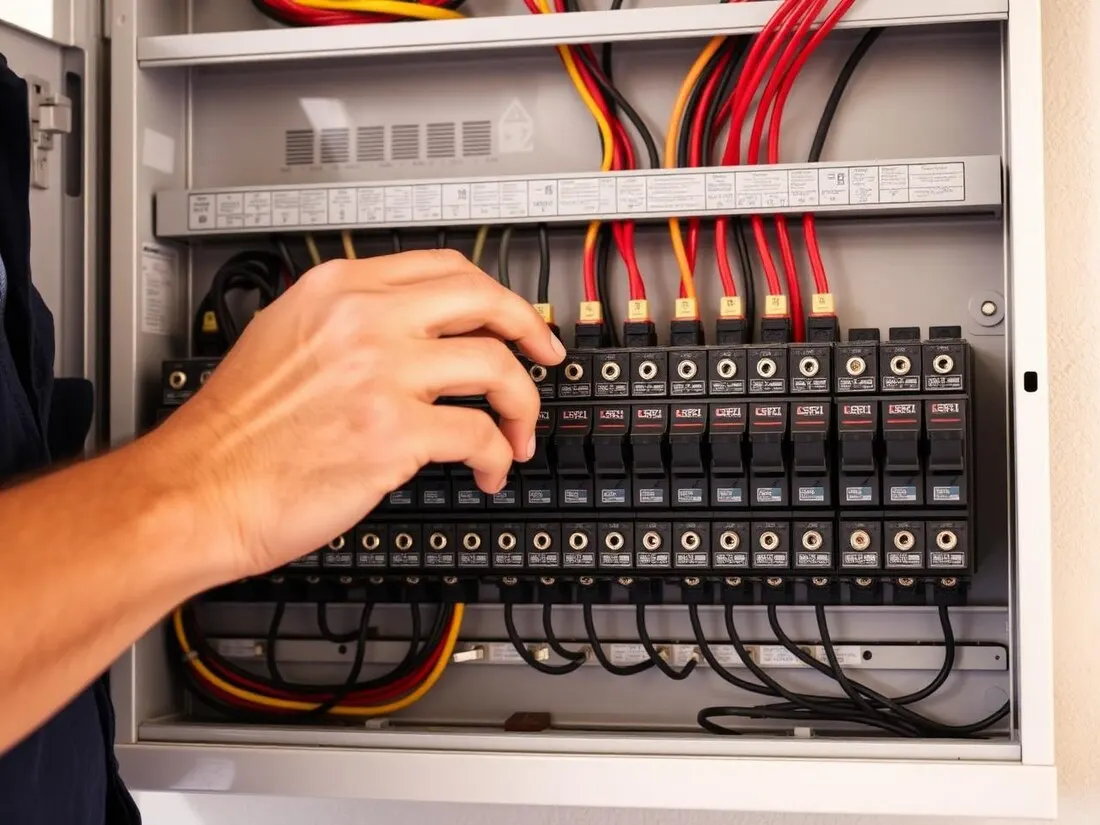 Modern residential switchboard with circuit breakers